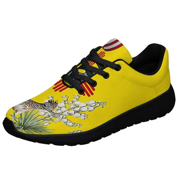 New Mexico Stte Roadrunner Bird and Yucca Flower Shoes Sneakers Black Size 4