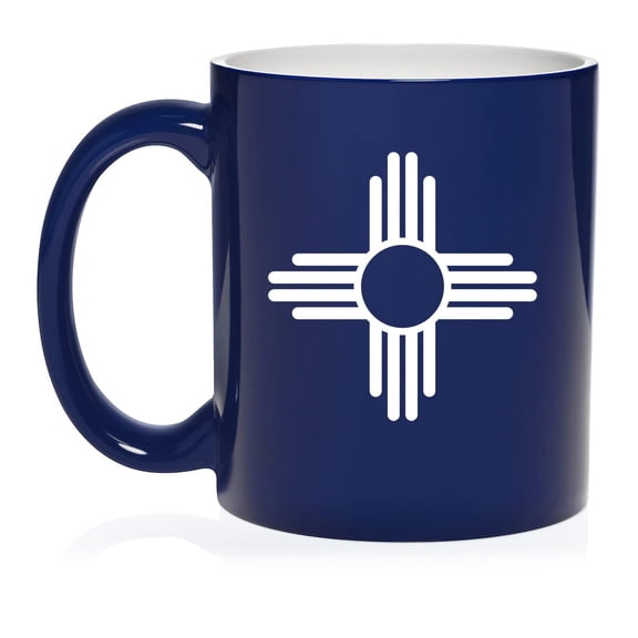 New Mexico Sun Symbol Ceramic Coffee Mug Tea Cup Gift (11oz Blue)