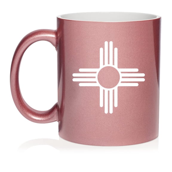 New Mexico Sun Symbol Ceramic Coffee Mug Tea Cup Gift (11oz Rose Gold)