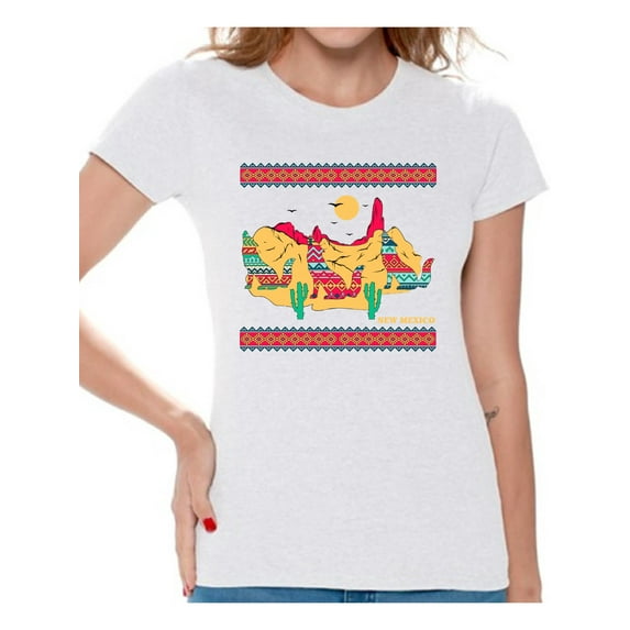 New Mexico T-shirts - Graphic Novelty Souvenir - NM State USA Gifts for Women