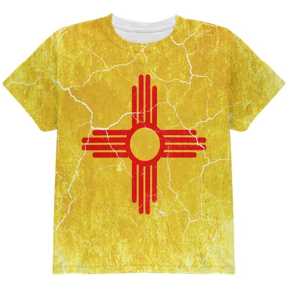 New Mexico Vintage Distressed State Flag All Over Youth T Shirt Multi YMD