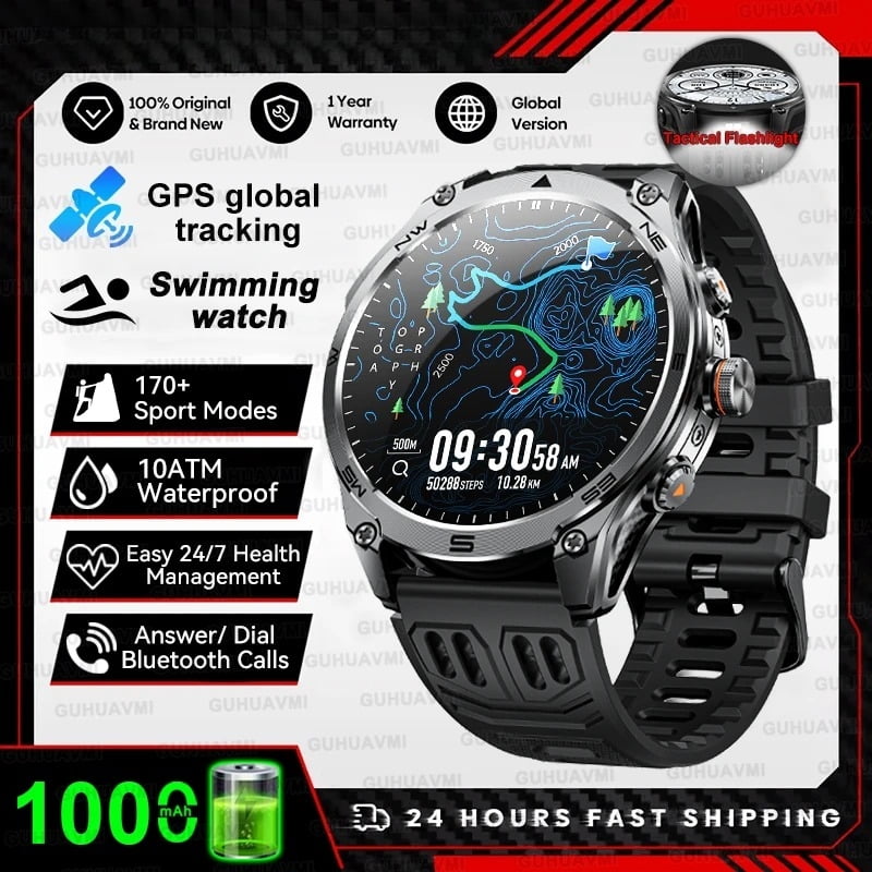 New Military T-Rex 3 Ultra GPS Smart Watch 1000mAh Battery 10ATM Waterproof Compass Flashlight Sports Smartwatch Men