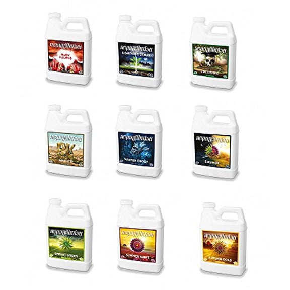 New Millenium Nutrients Combo Pack - 1 Quart (Equinox, Spring Green, Summer Shift, Autumn Gold, Winter Frost, Ruby Ful#%, Decision, Lightning Start & PK Apatite)