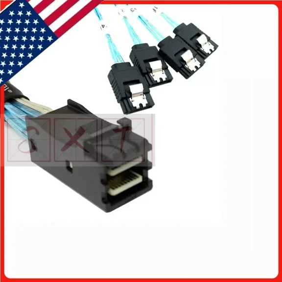 New Mini Sas Sff-8643 To 4 Sata 7Pin Hard Disk 6Gbps Data Server Raid Cable 1M