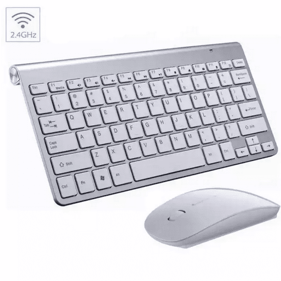 Mini Wireless Keyboard And 2.4G Mouse Set For Mac Apple PC Computer silver color