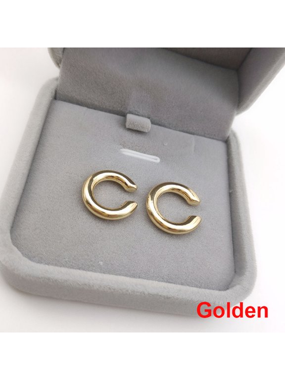 New Minimalist Gold Silver Color Round Earrings Earcuff Women No Pierced C Shape Geometric Earclip Ear Bone Clip Punk Jewelry
