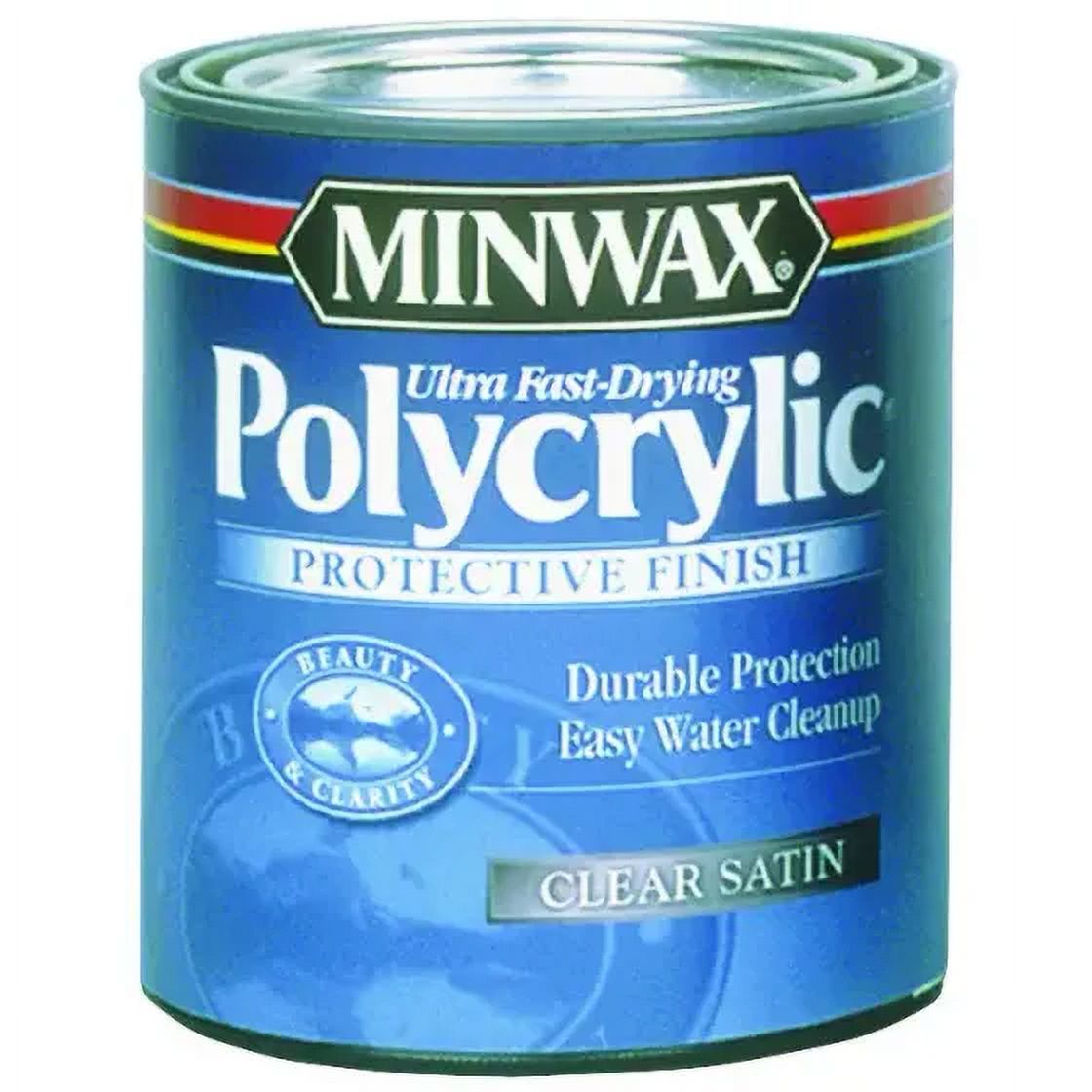 New Minwax 63333 Polycrylic Clear Satin Protective Finish Quart Water