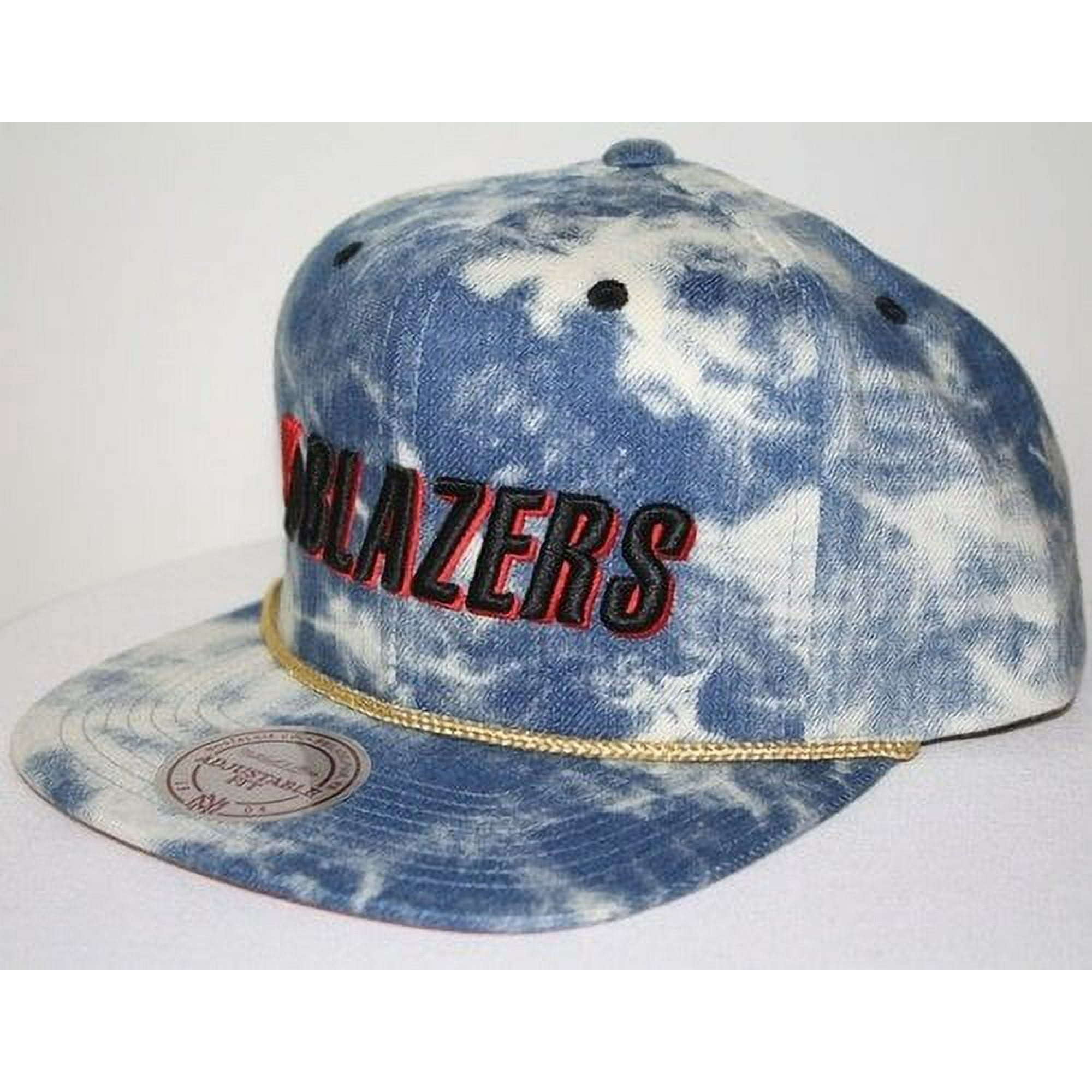 New Mitchell & Ness Blue Acid Wash Denim Snapback Hat Cap (NBA Portland  Trailblazers) 