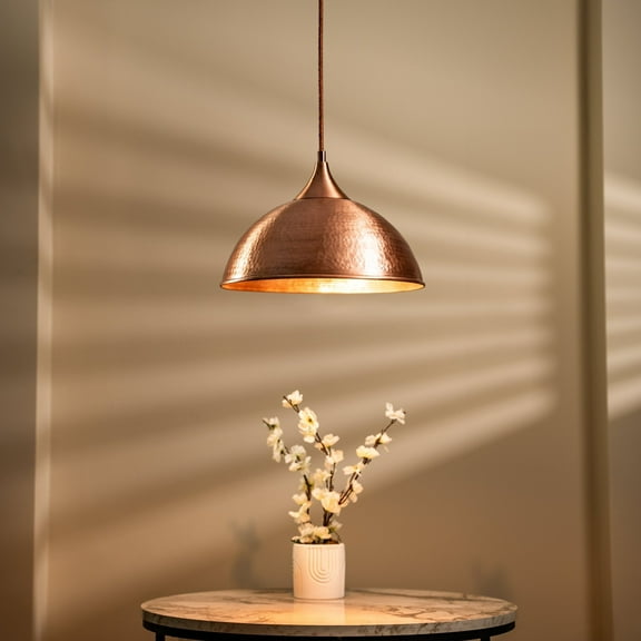 Luxury Handcrafted 100% Solid Copper Pendant Light | Modern Elegant Hanging Lamp for Kitchen, Dining & Living Spaces | Hand-Hammered Ceiling Fixture | Designer Copper Lighting Décor