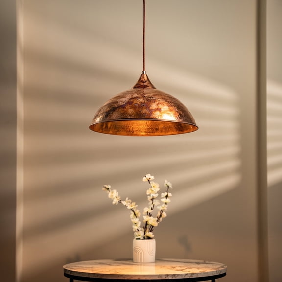 Handmade 100% Solid Copper Pendant Light | Rustic Farmhouse Hanging Lamp for Kitchen, Dining & Outdoor Spaces | Hand-Hammered Ceiling Fixture | Vintage Industrial Lighting Décor