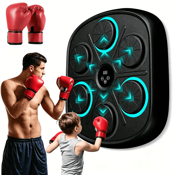 New Model Smart Music Boxing Machine for Adults and Kids, Training Machine with LED Electronic Wall Mounted, Home Indoor Workout Equipment with Premium Boxing Gloves for Home and Gym