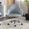 thumbnail image 1 of New -Modern home office leisure chair with adjustable velvet height and adjustable casters (DARKGREY), 1 of 8