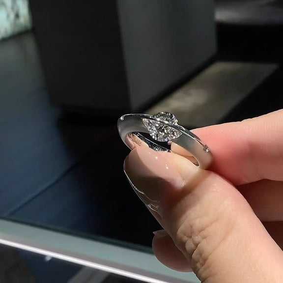 New Moissanite S925 Sterling Silver Women's Ring with Niche Design, Sparkling Cosmic Star Sphere Rotating Ring