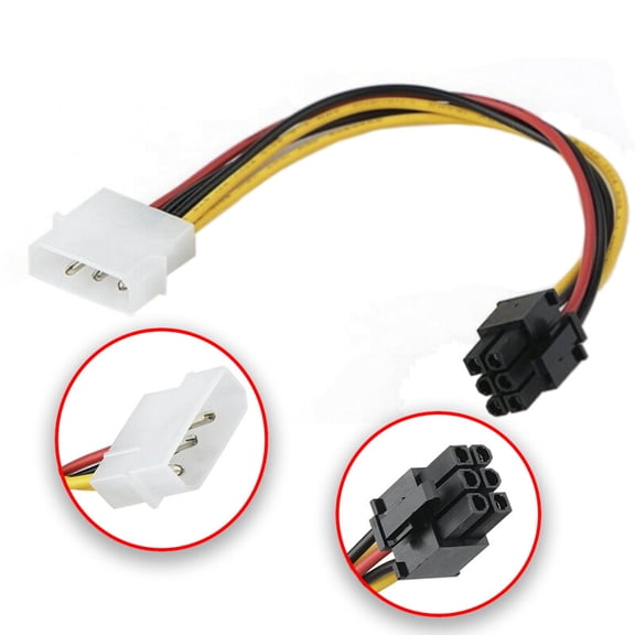 New Molex 4 Pin to 6 Pin PCI-Express Video Card Power Converter Adapter Cable USA