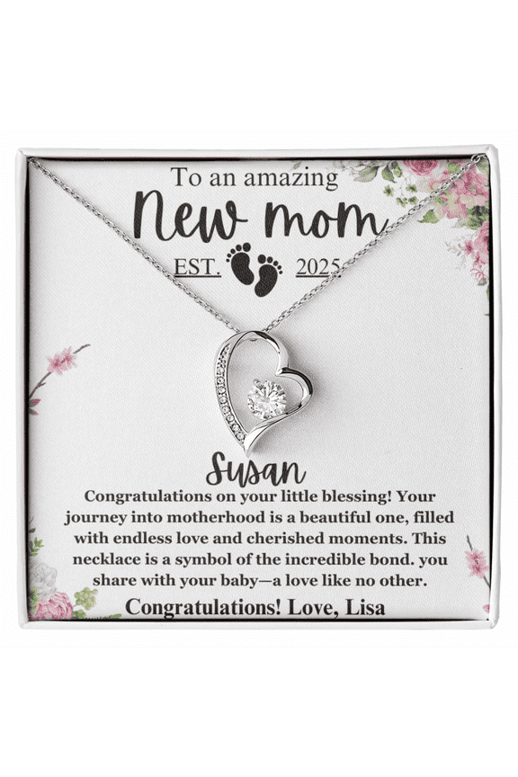 New Mom Gift Jewelry, First Time mom Gift, Personalized Gift For New Mom, Mother's Day Gift, Foe New Mom Forever Love Necklace, New Mommy Gift