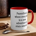 thumbnail image 1 of New Mom Gift TwoTone 11oz Mug Parenthood where every day is a new adventure, 1 of 4