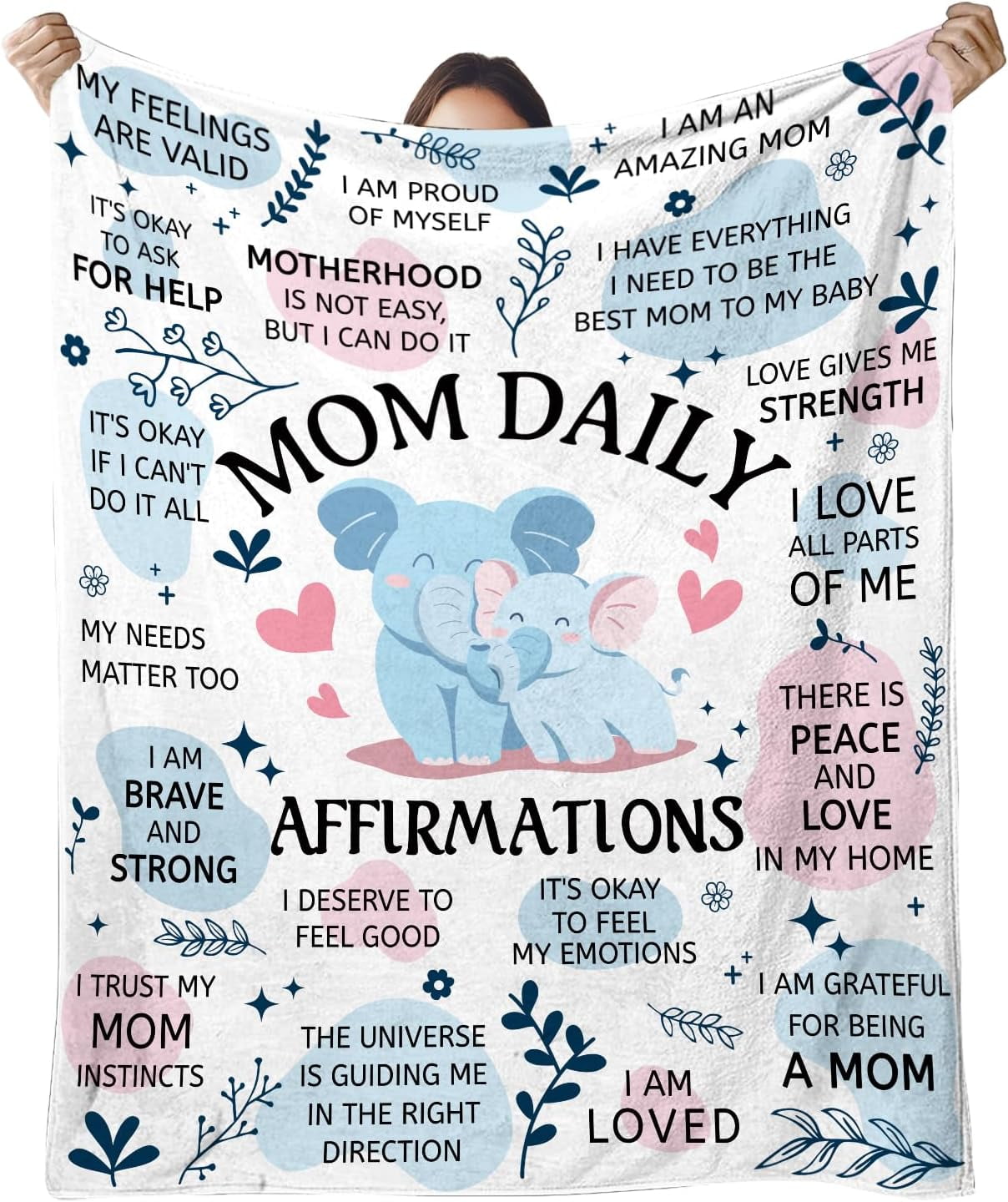 New Mom Gifts for Women, New Mom Blanket, Gifts for New Mom with Mom Daily Affirmations Messages, First Time Mom Gifts Ideas, New Mom Care Gift After Baby, New Pregnancy Gifts for Mom