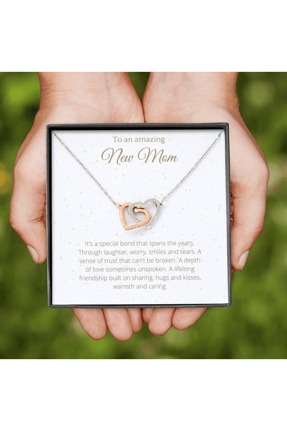 New Mom Interlocking Hearts New Mom, Pregnancy New Mom , First Time Mom Necklace, Mama To Be Necklace Message Card 113, Multi Interlocking Heart Necklace
