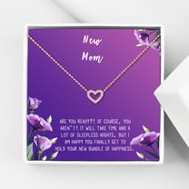 New Mom Mother's Day Gift, Jewelry For New Mom, Gift for Her, Mother's Day Necklace and Card, Stainless Steel Necklace and Card [Rose Gold Heart,Purple Gradient]