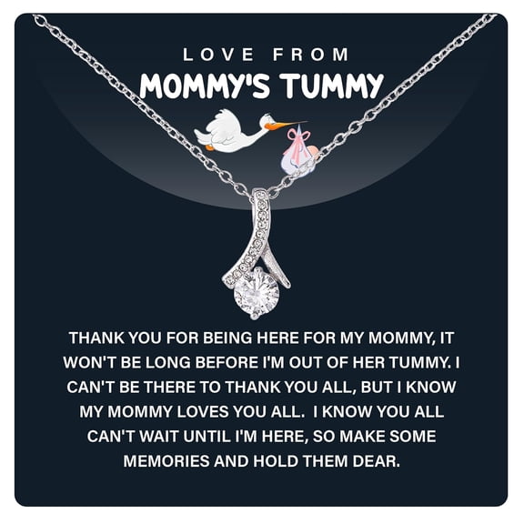 New Mom To Be Necklace With Message Card & Elegant Box, White Gold Pendant, Pregnancy Expecting Mama, Jewelry For First Time Mommy #96, White Alluring Necklace