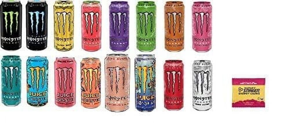 New Monster Energy Drink - Variety Pack - 16 Ounce (Pack of 16) and 1 Pack of Stinger Chews