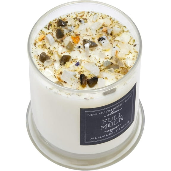 New Moon Beginnings Full Moon Candle - Purification & Cleansing - Floral, Citrusy, Warm, Sweet - Jasmine, Violet, Bergamot - 12oz Glass Jar