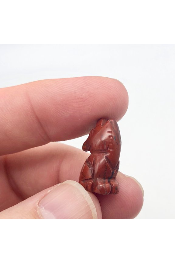 New Moon Red Jasper Wolf Coyote Animal Figurine | 21x11x8mm | Red | 1 Figurine