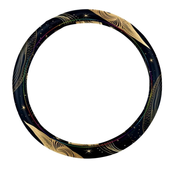 New Moon Symbol 15.5 Inch Car Wheel Cover, Steering Wheel Cover, Printed PVC Leather Auto Accessories