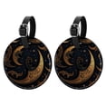thumbnail image 1 of New Moon Symbol 2Pcs PU Leather Round Luggage Tags with Privacy Cover and Name ID Tag for Suitcase, Handbags, Backpacks, School Bags, 1 of 1