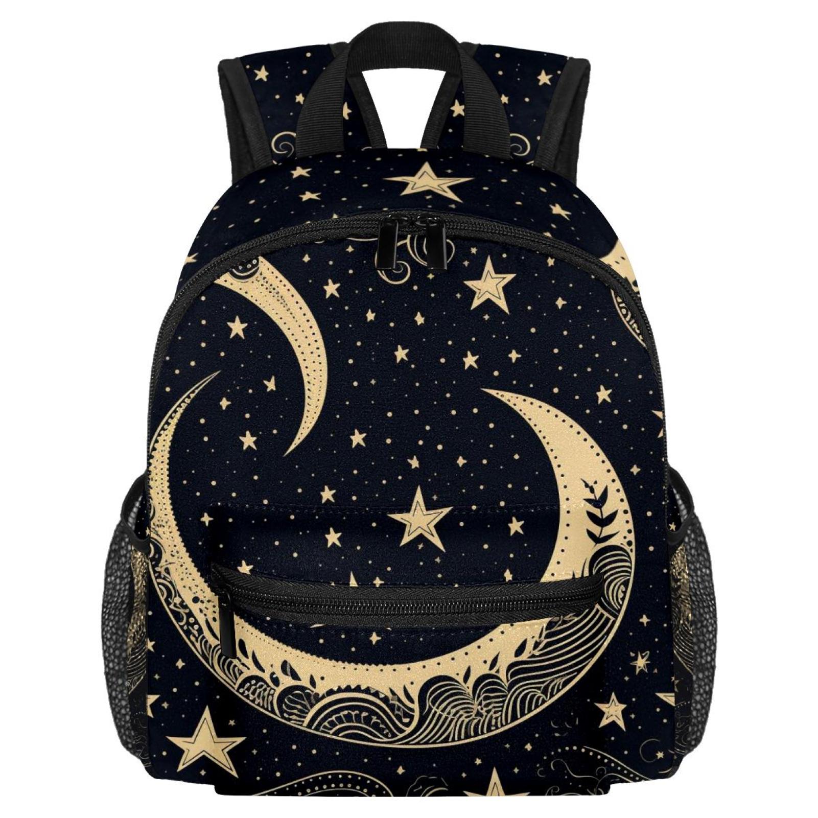 New Moon Symbol Aesthetic Printed School Backpack with Adjustable ...