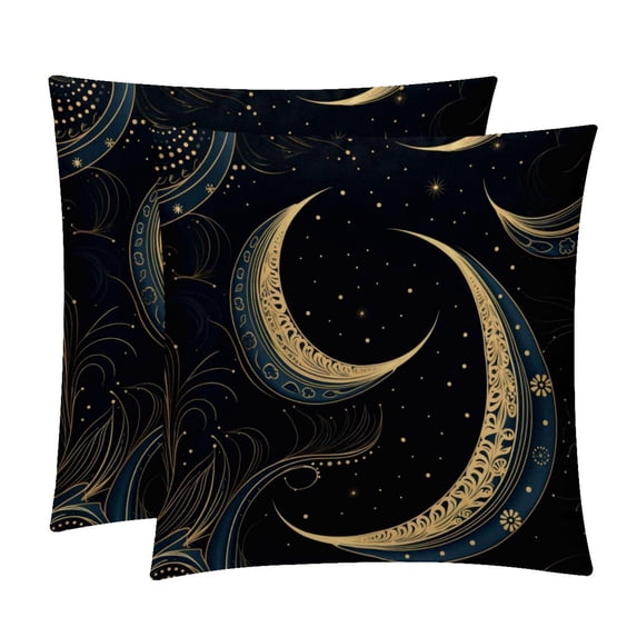 New Moon Symbol Exclusive Velvet Throw Pillow Inserts Set of 2 with Unique Patterns - 16x16, 18x18, 20x20 Inches for Pillow Covers and Decorative Pillows for Home