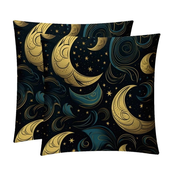 New Moon Symbol Throw Pillow Covers Set of 2 - Velvet Decorative Pillow Cases with Unique Patterns, 16x16, 18x18, 20x20 Couch, Sofa - Throw Pillows for Living Room