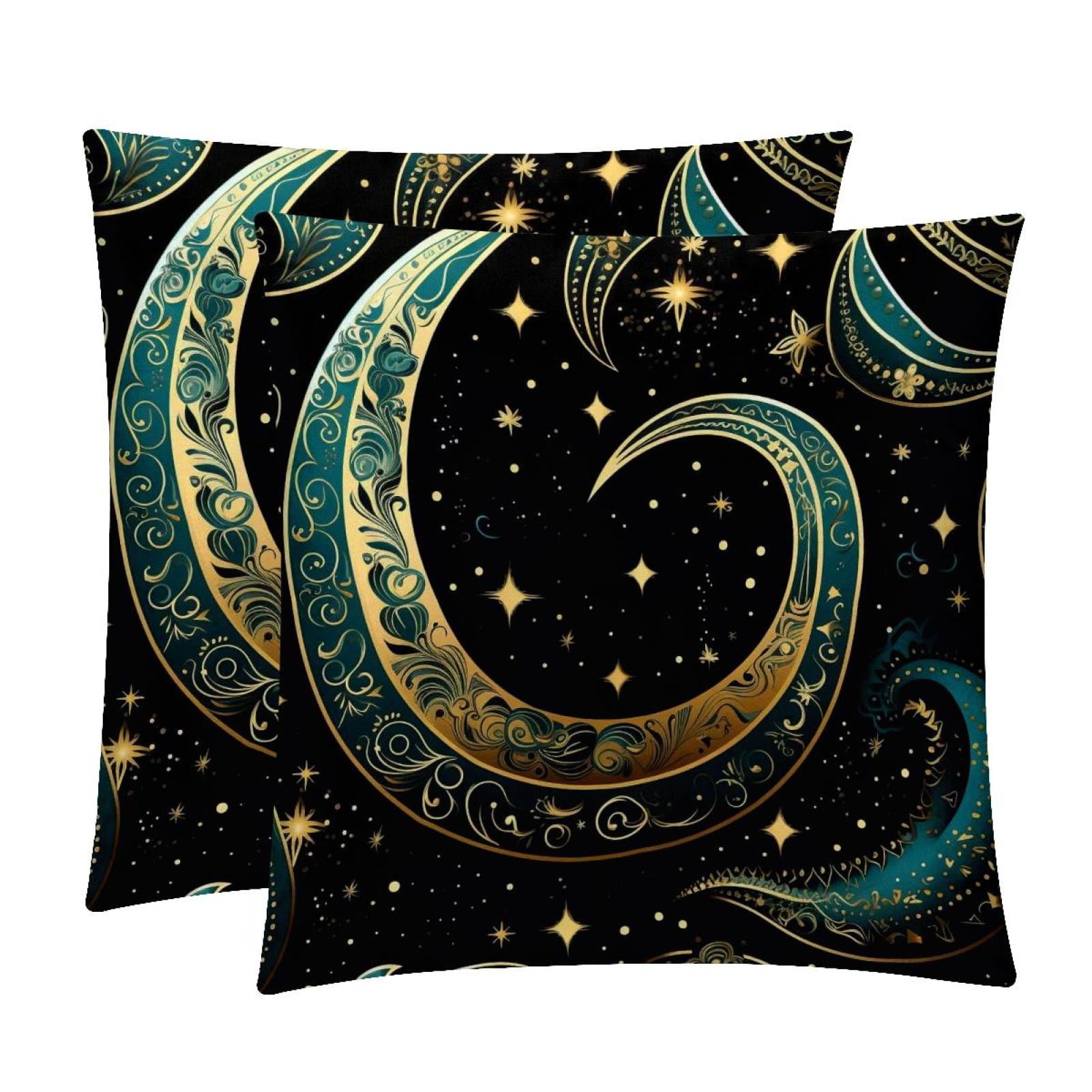 New Moon Symbol Velvet Throw Pillow Covers Set of 2 16x16, 18x18