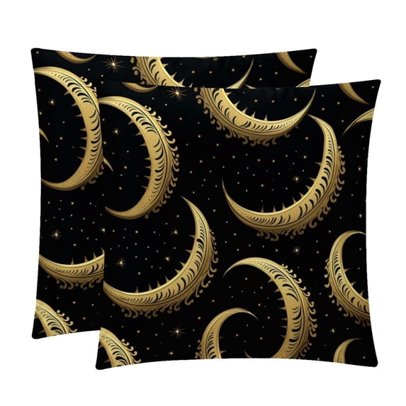 New Moon Symbol Velvet Throw Pillow Covers with Unique Patterns - Set of 2 Throw Pillow Inserts Included for Home Decor, 16x16, 18x18, 20x20 Inches