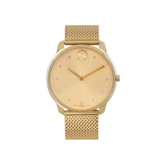 New Movado Bold Evolution 42mm Gold Tone Crystal Gold Dial Mens Watch 3600903