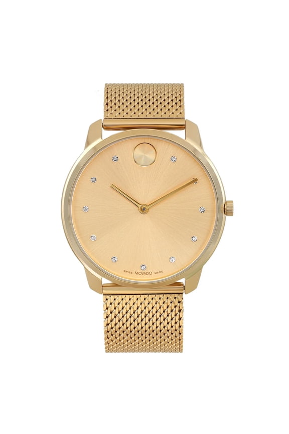 New Movado Bold Evolution 42mm Gold Tone Crystal Gold Dial Mens Watch 3600903