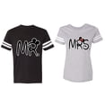 thumbnail image 1 of New Mr Mrs Matching Couple Cotton Jerseys (Men Black / Women Heather) (Men M / Women XL), 1 of 3