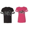 thumbnail image 1 of New Mr Mrs Matching Couple Cotton Jerseys (Men Black / Women Pink) (Men M / Women XL), 1 of 3
