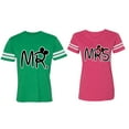 thumbnail image 1 of New Mr Mrs Matching Couple Cotton Jerseys (Men Green / Women Pink) (Men XL / Women M), 1 of 3