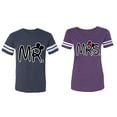 thumbnail image 1 of New Mr Mrs Matching Couple Cotton Jerseys (Men Navy / Women Purple) (Men XL / Women M), 1 of 3