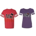 thumbnail image 1 of New Mr Mrs Matching Couple Cotton Jerseys (Men Red / Women Purple) (Men M / Women XL), 1 of 3