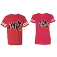 thumbnail image 1 of New Mr Mrs Matching Couple Cotton Jerseys (Men Red / Women Red) (Men M / Women XL), 1 of 3