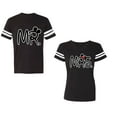 thumbnail image 1 of New Mr Mrs Unisex Couple Matching Cotton Jersey style T-Shirt Contrasting stripes on sleeves (Men Black / Women Black) (Men L / Women XXL), 1 of 3