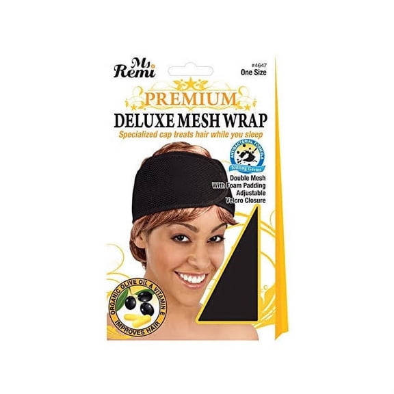 New Ms. Remi Premium Black Deluxe Mesh Wrap 4647 Double Mesh Adjustable