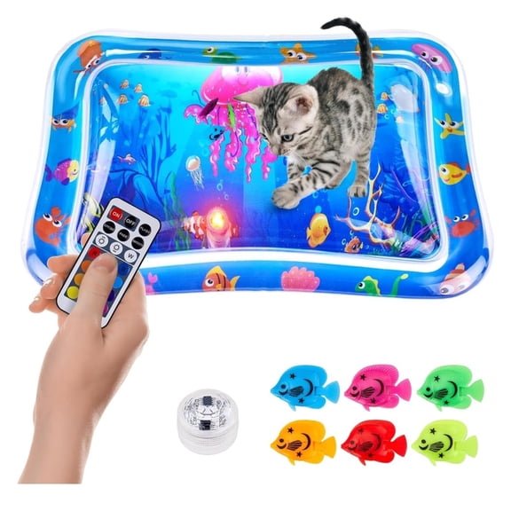 New Multi-Color Lighted Cat Water Mat,Thickened Anti-Scratch Leak Proof Cat Water Sensor Play Mat