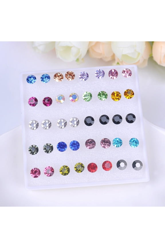 New Multi Color Zircon Fashion Versatile Earring Set(20 pairs per set)