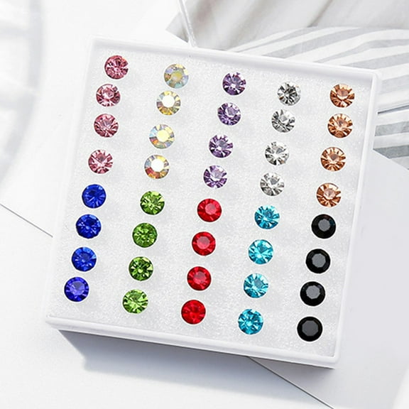New Multi Color Zircon Fashion Versatile Earring Set(20 pairs per set)