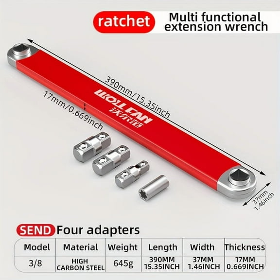 New Multi-Functional Extension Wrench with Ratchet Mechanism, Dual-Use Quick Socket Set, 2-in-1, Automotive Tool, Car Repair, Mechanic Tools, Heavy-Duty Construction