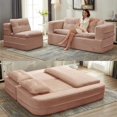 thumbnail image 1 of New Multi Functional Sectional Sofa Bed with Independent Chaise Lounge and Functional Blanket,Plush Corduroy Sofa Couch,Convertible Sofa Bed,80" King Size Bed,Deep Seat Fluffy Sofa,Pink, 1 of 9