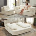 thumbnail image 1 of New Multi Functional Sectional Sofa Bed with Independent Chaise Lounge and Functional Blanket,Plush Corduroy Sofa Couch,Convertible Sofa Bed,80" King Size Bed,Deep Seat Fluffy Sofa,Beige, 1 of 9